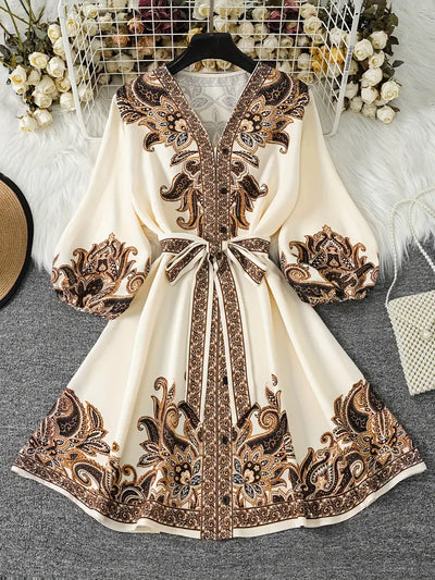 Mediterranean Whimsy Embroidered Mini Dress