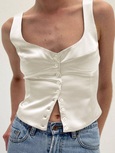 Midnight Allure Button Corset Top