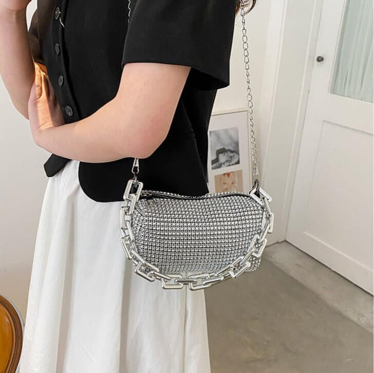 Midnight Allure Chain Detail Evening Bag