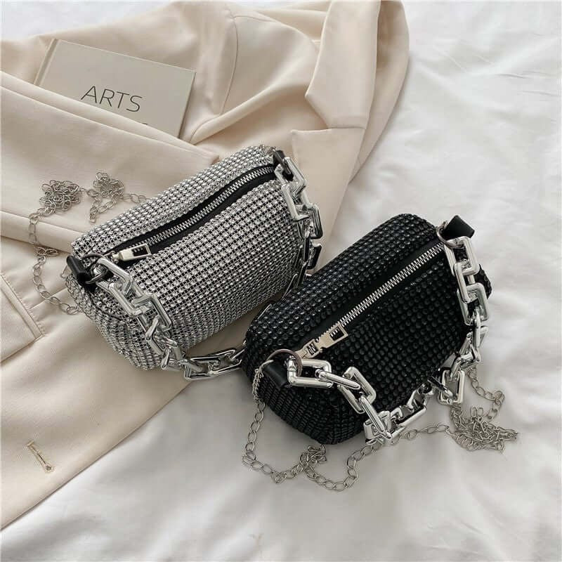 Midnight Allure Chain Detail Evening Bag