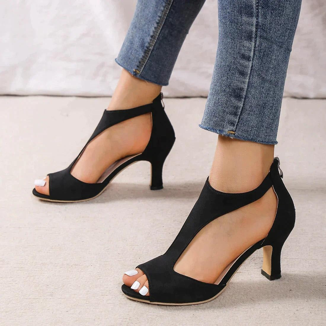Enchanting Midnight Cutout Heeled Sandals