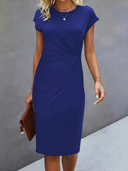 Midnight Whisper Draped Midi Dress