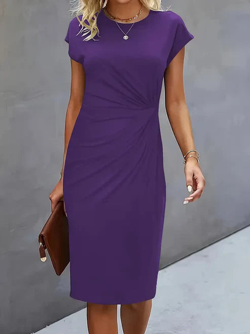 Midnight Whisper Draped Midi Dress