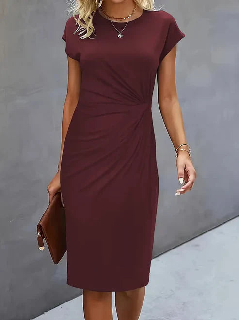 Midnight Whisper Draped Midi Dress