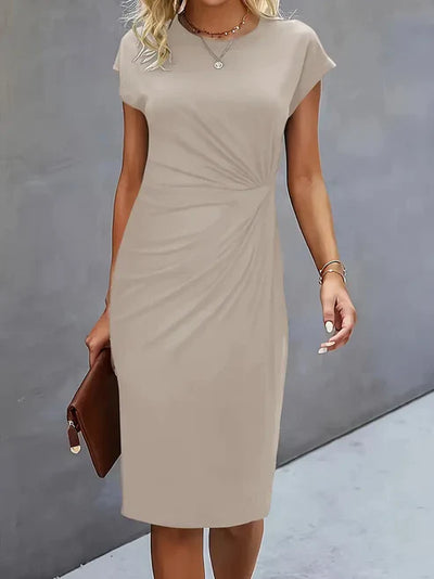 Midnight Whisper Draped Midi Dress