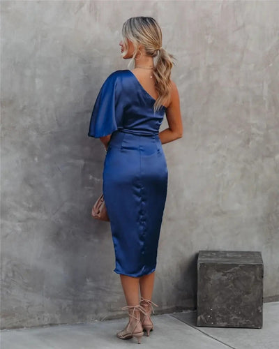 Midnight Allure One-Shoulder Midi Dress