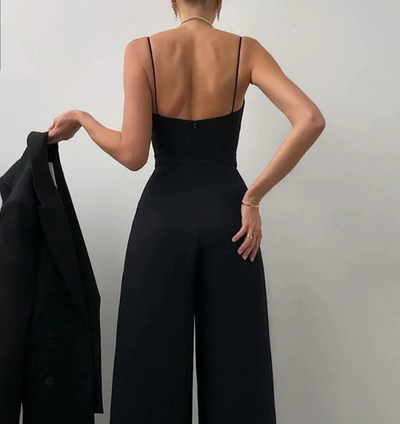 Midnight Allure Pleated Wide-Leg Jumpsuit