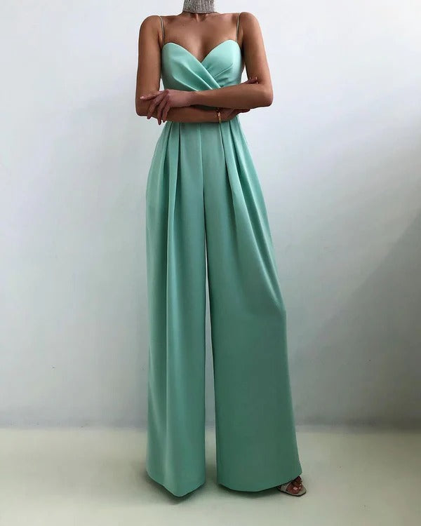 Midnight Allure Pleated Wide-Leg Jumpsuit