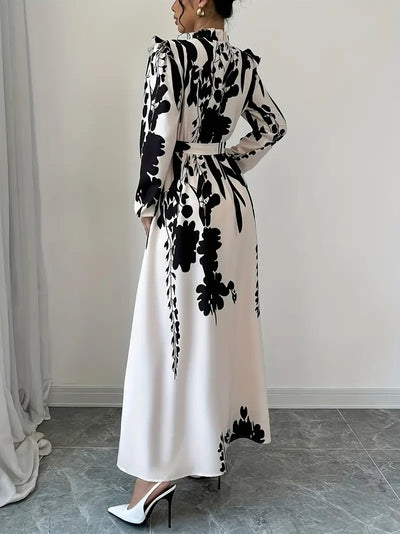 Midnight Bloom Belted Maxi Dress