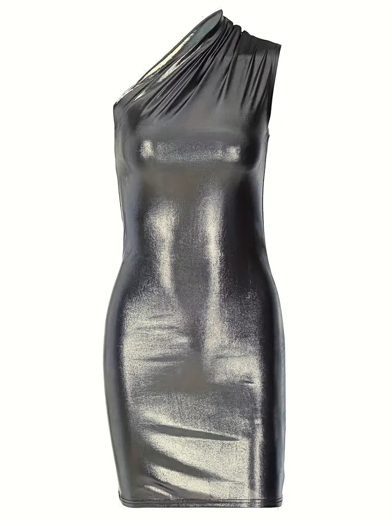 Midnight Dazzle One-Shoulder Mini Dress