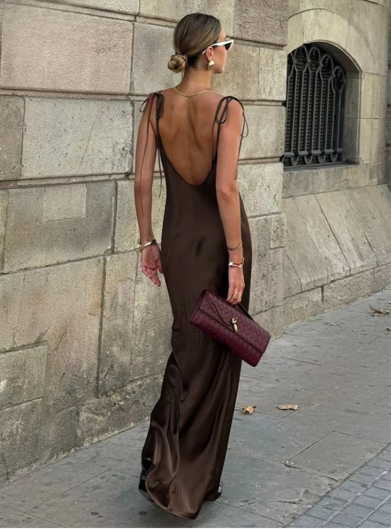 Midnight Elegance Backless Maxi Dress