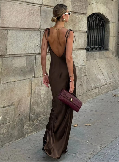 Midnight Elegance Backless Maxi Dress