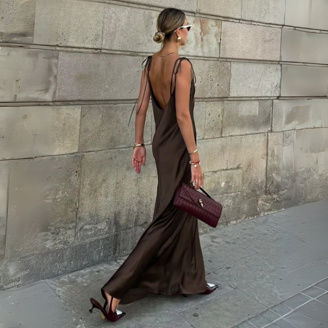 Midnight Elegance Backless Maxi Dress