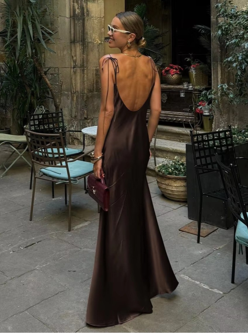 Midnight Elegance Backless Maxi Dress