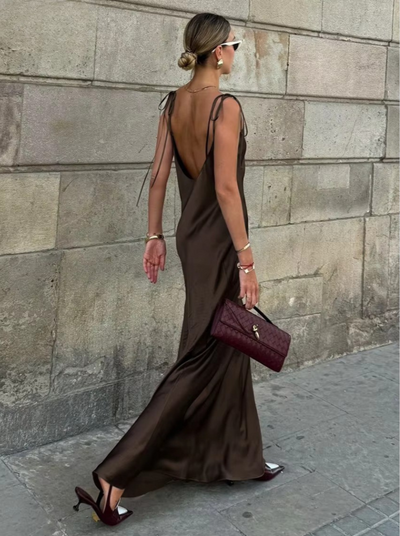 Midnight Elegance Backless Maxi Dress
