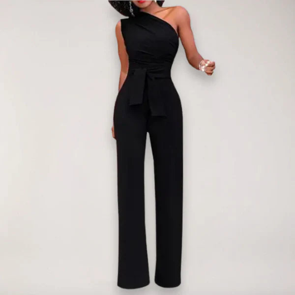 Midnight Elegance One-Shoulder Jumpsuit