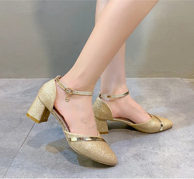 Midnight Sparkle Block Heel Pumps