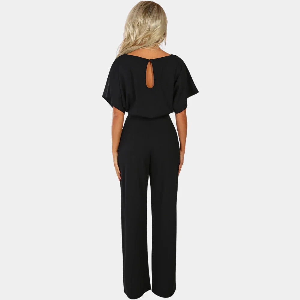 Midnight Grace Tie-Waist Wide-Leg Jumpsuit