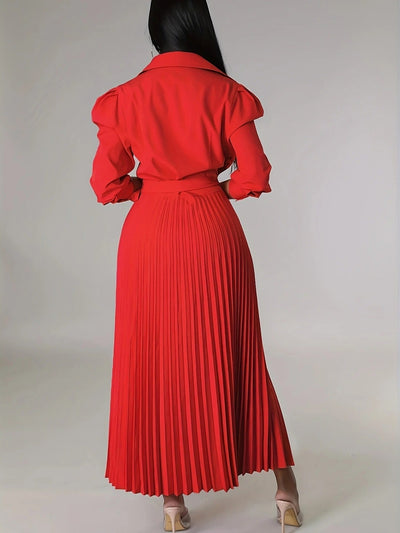 Midnight Power Pleated Midi Dress