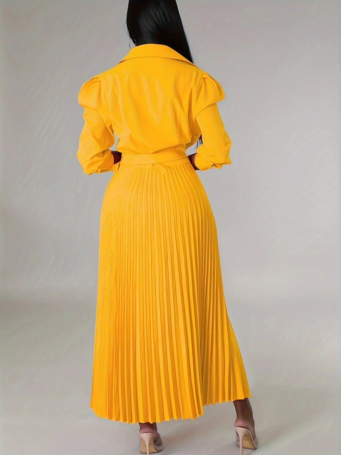 Midnight Power Pleated Midi Dress