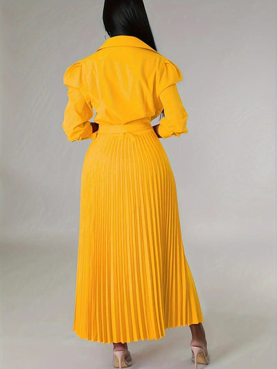 Midnight Power Pleated Midi Dress