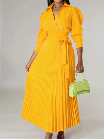 Midnight Power Pleated Midi Dress