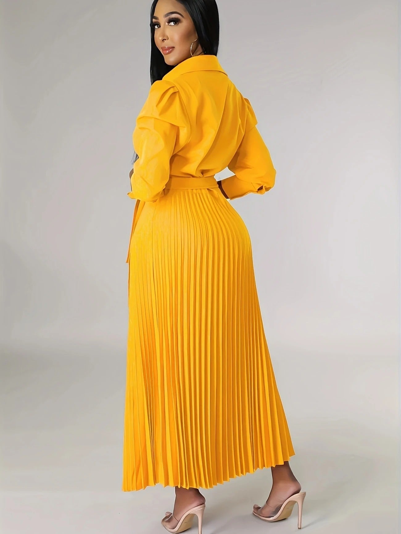 Midnight Power Pleated Midi Dress