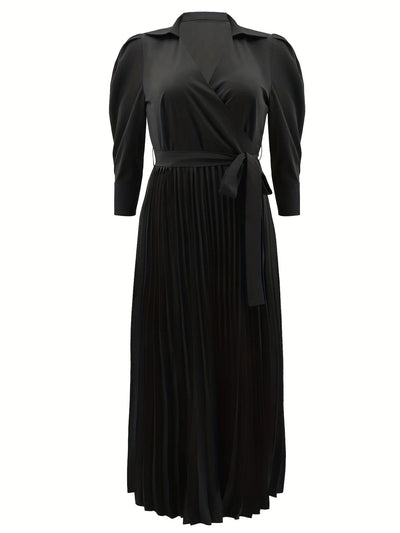 Midnight Power Pleated Midi Dress