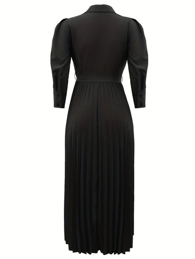 Midnight Power Pleated Midi Dress
