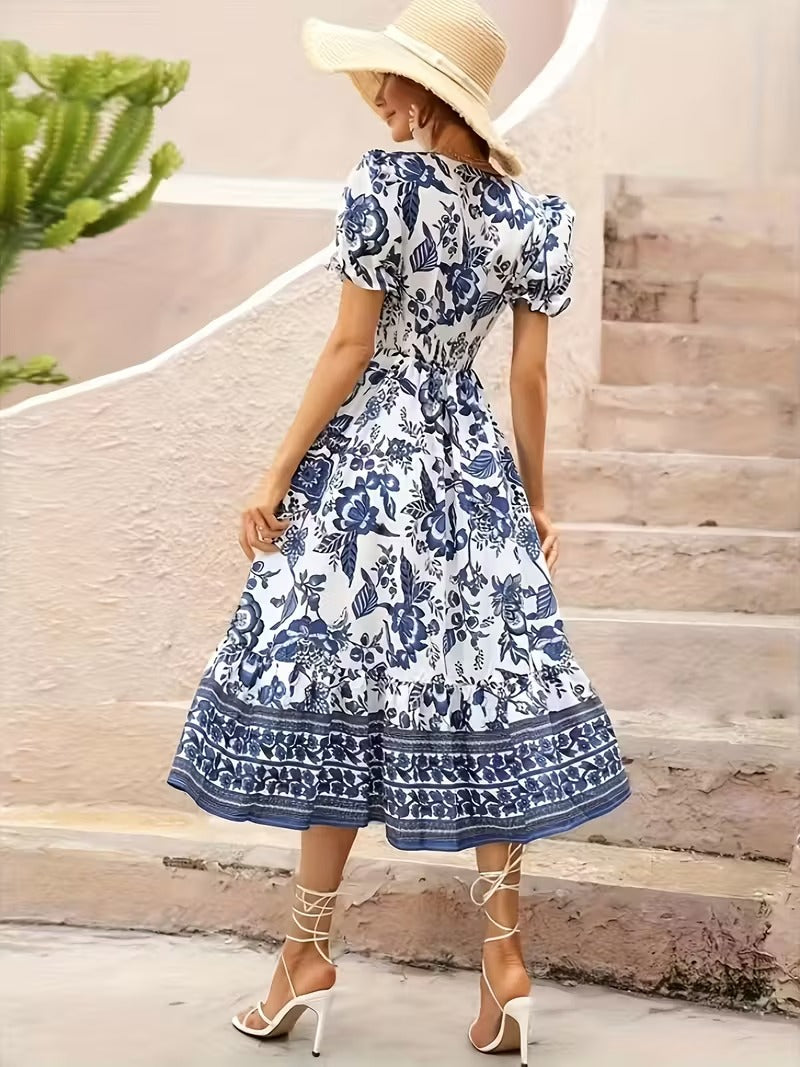 Serene Whispers Floral Summer Dress