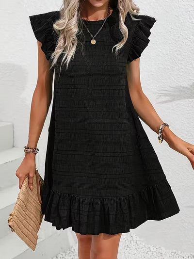 Midnight Ruffle Charm Mini Dress