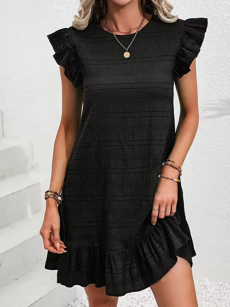 Midnight Ruffle Charm Mini Dress
