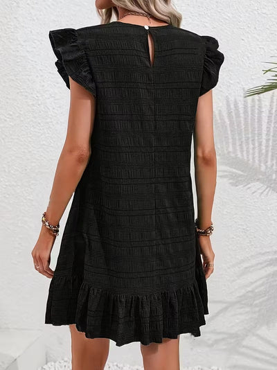 Midnight Ruffle Charm Mini Dress