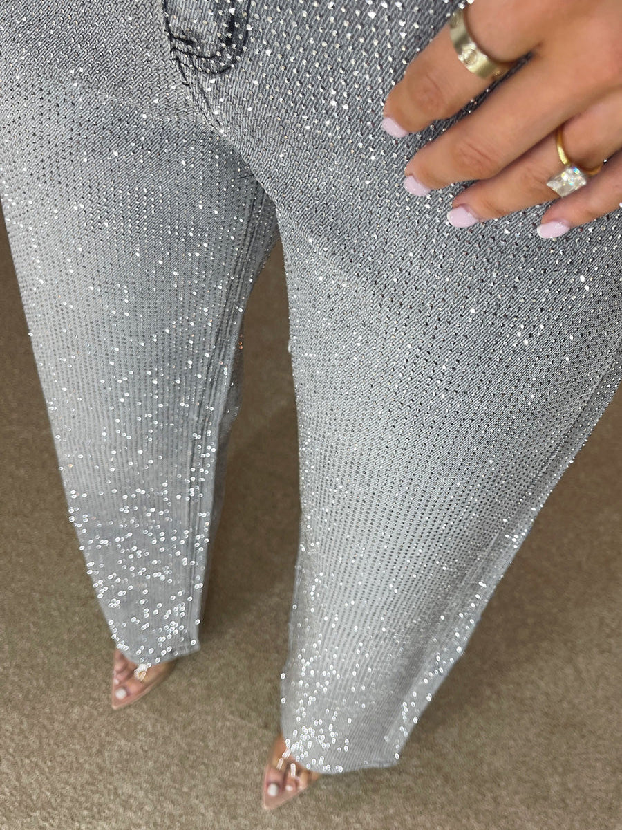 Midnight Sparkle Embellished Flare Jeans