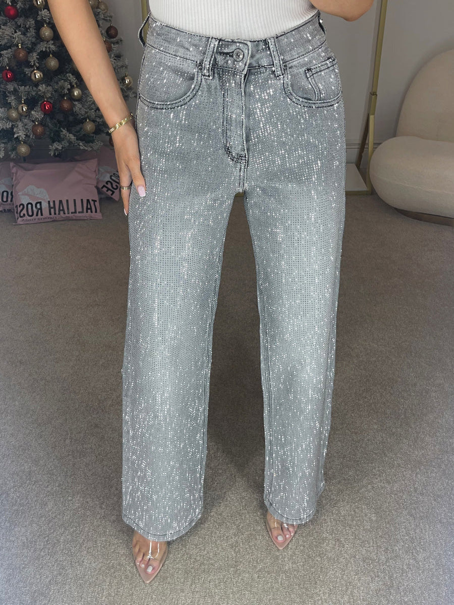 Midnight Sparkle Embellished Flare Jeans