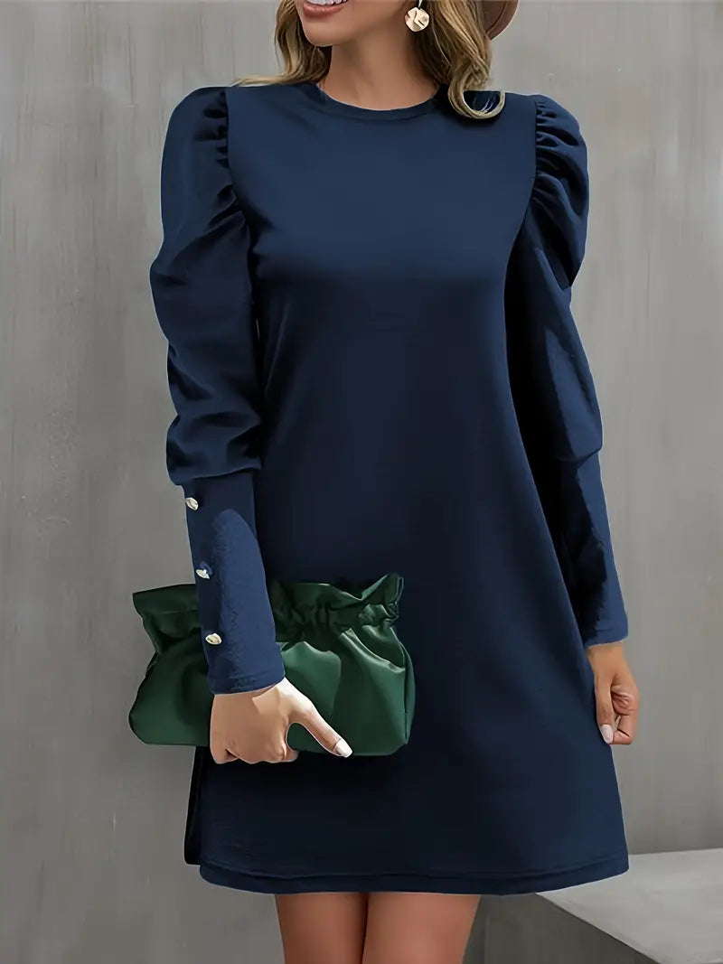 Midnight Whimsy Puff Sleeve Mini Dress