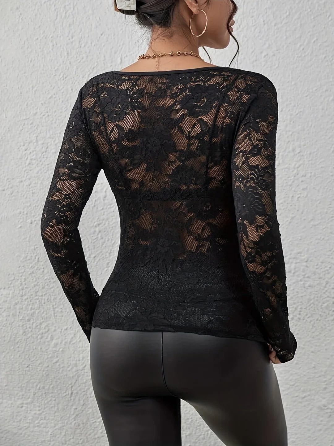 Midnight Whispers Lace Detail Top