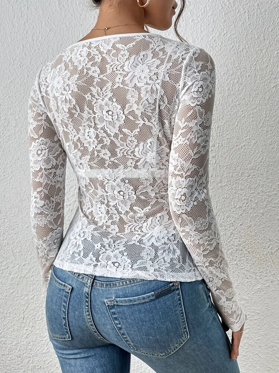 Midnight Whispers Lace Detail Top