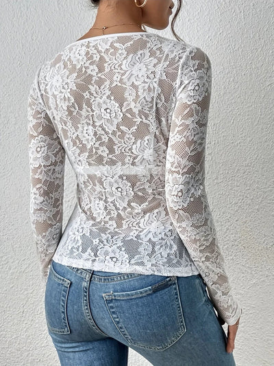 Midnight Whispers Lace Detail Top