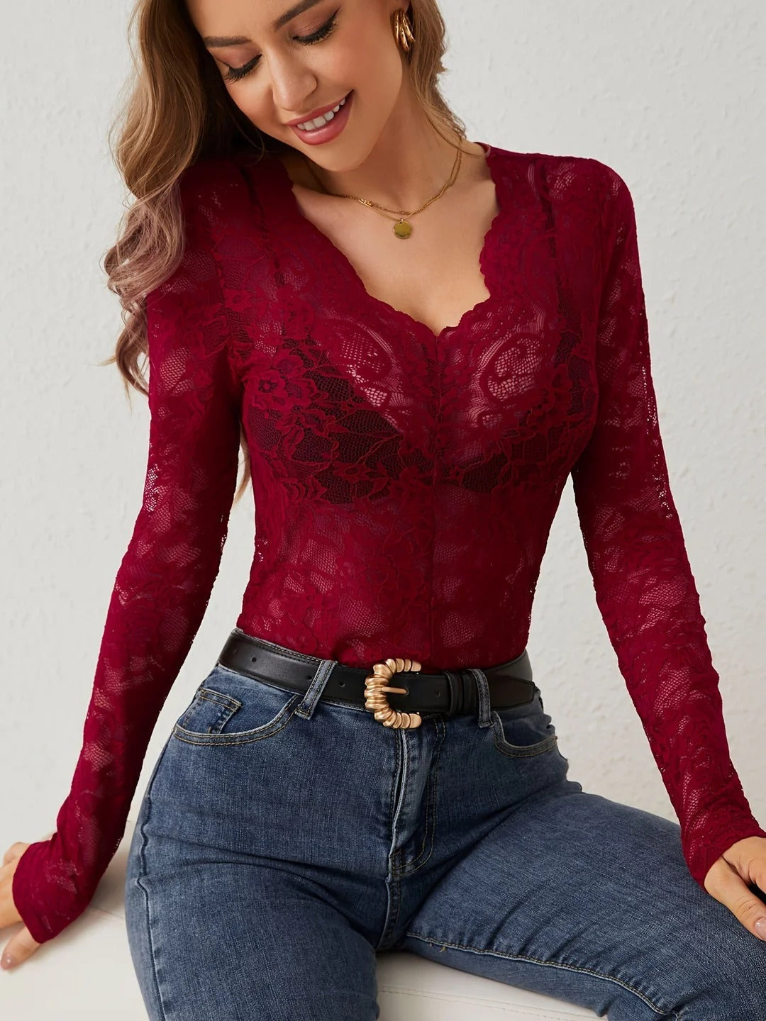 Midnight Whispers Lace Detail Top