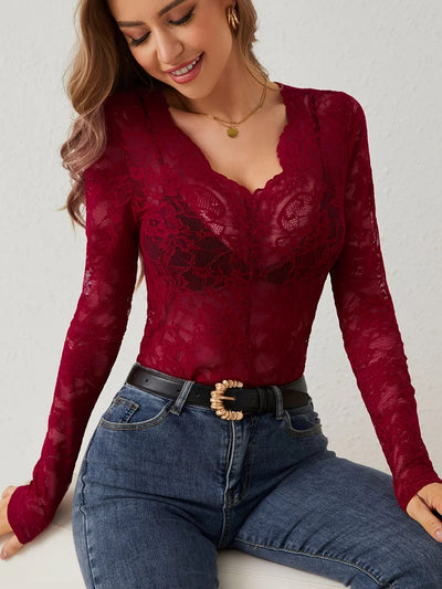Midnight Whispers Lace Detail Top