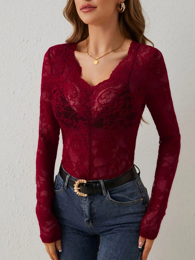 Midnight Whispers Lace Detail Top