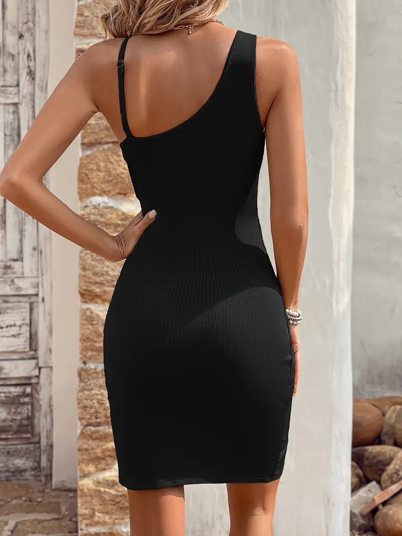 Midnight Whispers Ruched Button Mini Dress