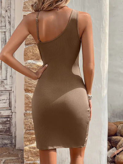 Midnight Whispers Ruched Button Mini Dress