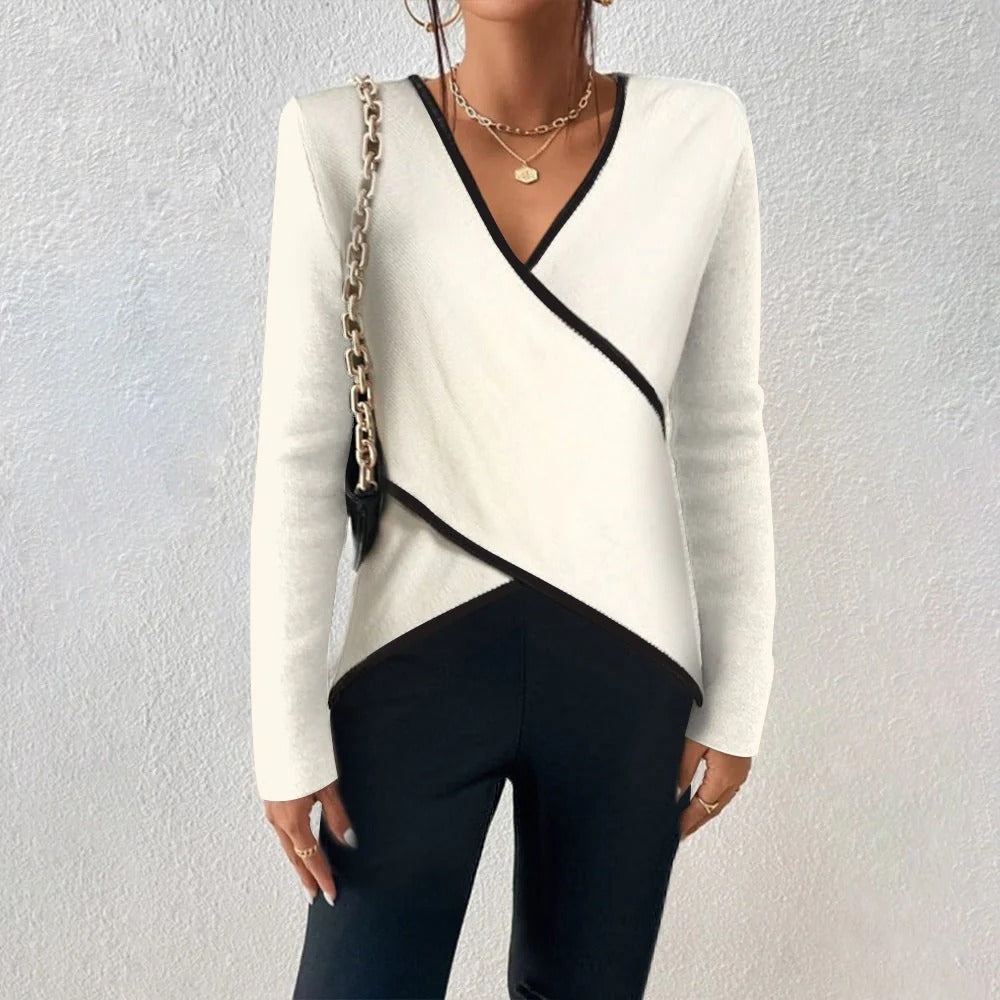 Modern Allure Contrast Wrap Top