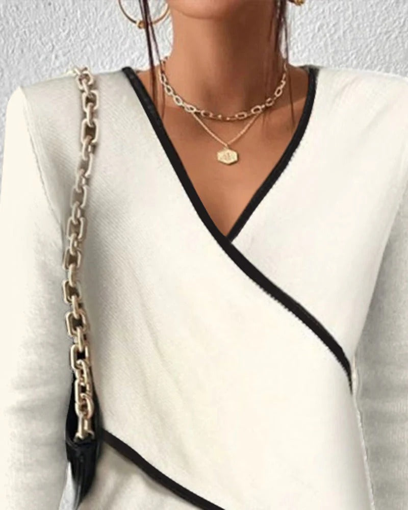 Modern Allure Contrast Wrap Top