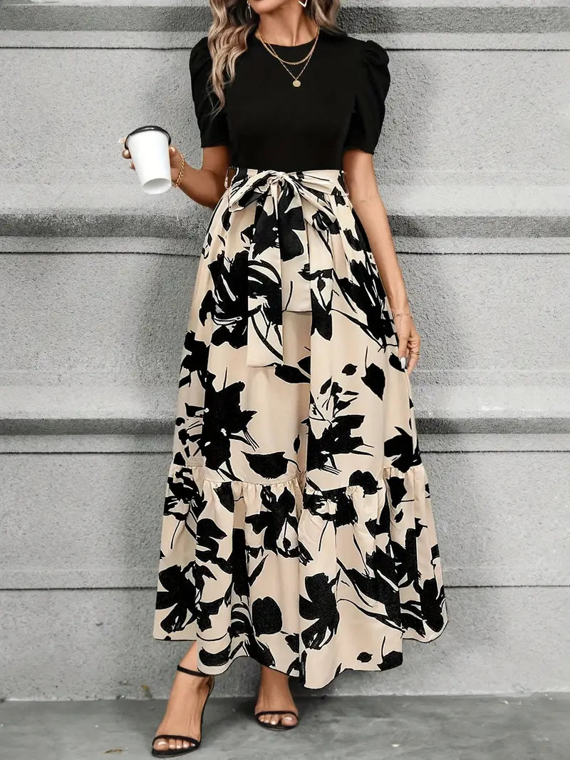 Modern Grace Bow-Tie Waist Maxi Dress