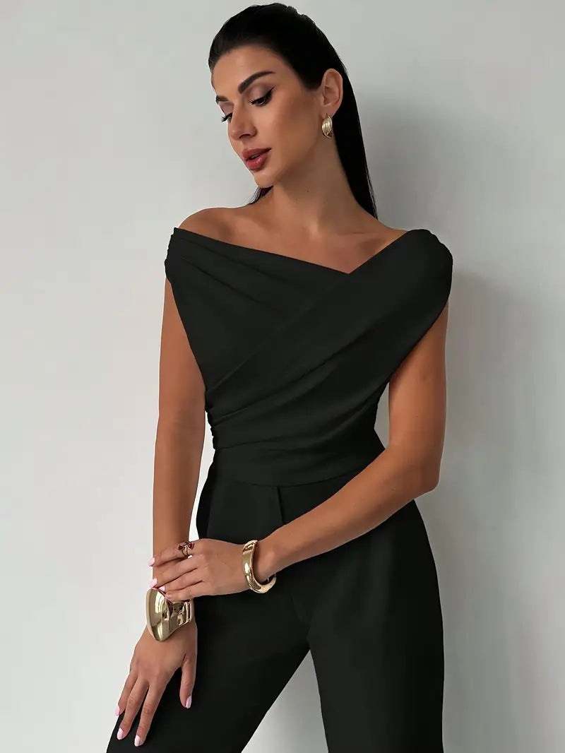 Modern Grace Draped Shoulder Top