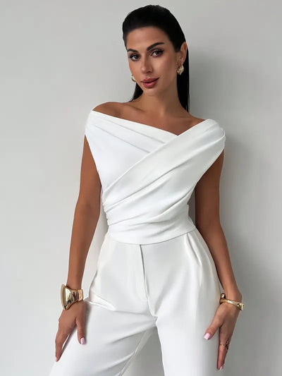 Modern Grace Draped Shoulder Top