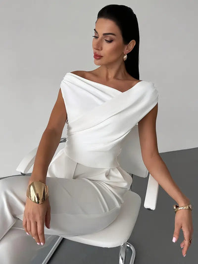 Modern Grace Draped Shoulder Top